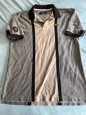 Chivas Regal Fore Original Golfwear Grey and Beige Polo w/ Dark Brown Trim
